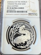 20 zł SUM 1995 Zwierzęta Świata NGC PF 70 MAX NOTA IDEAŁ RARYTAS