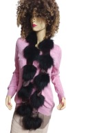 śliczny dekoracyjny szal z czarnym futrem lisa