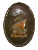 PRL PIĘKNA PLAKIETA HERB GDAŃSK ŻAGLOWIEC METALOPLASTYKA ZOBACZ!