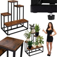 KWIETNIK STOJĄCY METALOWY WYSOKI LOFT STOJAK NA KWIATY DONICZKI CZARNY