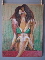 Obraz pastelami - kobieta w bikini