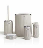 ZESTAW ŁAZIENKOWY 5 el Nida KOMPLET do WC beż chrom kosz szczotka toaletowa