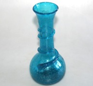 SZKLANY NIEBIESKI WAZONIK ZE SPIRALĄ