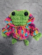 Żaba frog żabka w kolorowym sweterku 13 cm prezent na walentynki wyjątkowy