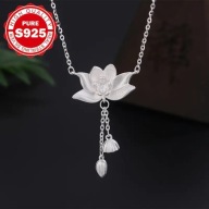 łańcuszek posrebrzany 925 próba platerowany róża lotos miłość walentynki