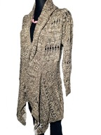 Beżowo złoty sweter kardigan jak na szydełku r. XL