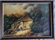 OBRAZ pejzaż OLEJ NA DYKCIE 38/28 CM