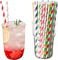 PAPIEROWE SŁOMKI 100 SZT KOLOROWE EKO BIO DO NAPOJÓW URODZINY WESELE