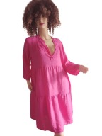 SUKIENKA swobodna WŁOSKA LNIANA falbany z kieszeniami 100% LEN -L- 38/40