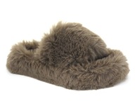 Kapcie domowe damskie miękkie futrzane czekoladowy