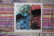 Skull. 30 × 30 cm. 2025 r. (linoryt kol.)