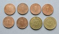 NIEMCY RFN 1 I 5 PFENNIG 1974-1993 ZESTAW 8 SZT.
