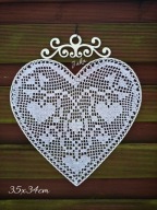 Szydełkowe serce 35x35 -zawieszka /dekoracja okienna/ rękodzieło Juka