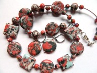 Howlit kwiatowy, piękny naszyjnik i kolczyki w srebrze, zestaw biżuterii