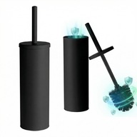 SZCZOTKA WC CZARNA MAT STALOWA ANTYBAKTERYJNA STOJĄCA ZAMYKANA MOCNA