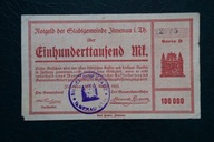 Banknoty Niemcy Jlmenau 100000 marek1923 rok !!!