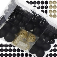 BOMBKI CHOINKOWE NA CHOINKĘ DUŻY ZESTAW XXL CZARNE ZŁOTE 100 SZT 6/4/3 CM