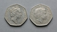 WIELKA BRYTANIA 50 PENSÓW 1997, 2001 ZESTAW 2 SZT.