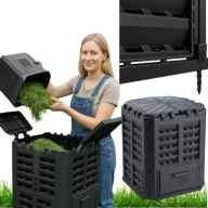 KOMPOSTOWNIK OGRODOWY DOMOWY DUŻY PLASTIKOWY 360L OGRÓD CZARNY DOM