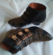Jeffrey Campbell botki skóra złote dżety 37