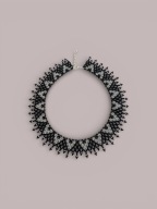 Ażurowy naszyjnik | łemkowska krywulka etno | czarno-srebrny kołnierzyk