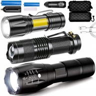 Latarka LED taktyczna 3x zestaw | CREE T6 | wojskowa, zoom