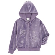 Cool, Bluza dziewczęca kaptur, rozpinana, welur, aplikacja, fiolet, 122 cm