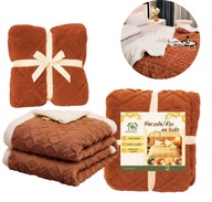 DUZY MIĘKKI KOC NARZUTA PLED NA ŁÓŹKO BRĄZ CIEPŁY 220X230 GRUBY DWUSTRONNY