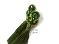 KOLCZYKI SUTASZ zielone zieleń chwost 100%handmade