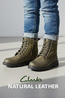 Clarks Heath Chard botki trzewiki sznurowane oliwkowe skórzane rozm. 29