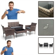 NOWY ZESTAW MEBLI OGRODOWYCH IDEAL GARDEN TECHNORATTAN 4 OS KOMPLET KAWOWY