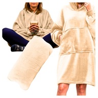 Ciepła bluza damska z kapturem Beżowa - rozmiar uniwersalny