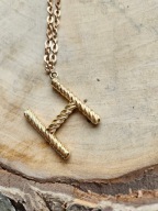 Naszyjnik wisiorek zawieszka łańcuszek literka H kolor złoty