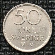 *SZWECJA [0076]*50 ore 1967 (SVERIGE) Król Gustaw VI Adolf Korona Monogram