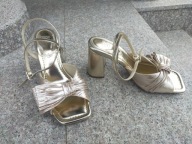 ASOS nr 40,5/7UK eleganckie złote sandały na słupku nowe