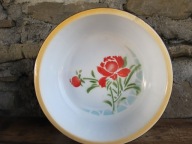 SYGNOWANA Stara Emaliowana Ozdobna Miska_śr.30 cm