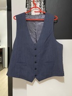 N Charles Tyrwhitt szaroniebieska wełna 100% pionowe pasy 2 kieszenie XL