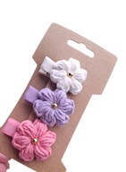 Mini spinki do włosów szydełkowe kwiatki handmade 3 szt.