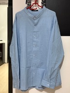 Y Koszula Jacansi folkowa błękit cieniowanie len bawełna stójka duża XXL