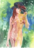 =Obraz=AKT =akwarela=kobieta=Joanna MAŁOSZCZYK