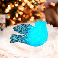 Zawieszka Ptaszek Ozdoba Choinkowa Handmade Premium Brokat Błękit 3 sztuki