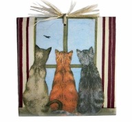 Robótkownia Kafelek obrazek 15x15 Kot Koty trzy ptak z le.