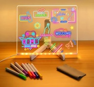 Świecąca TABLICA AKRYLOWA DO PISANIA Rysowania LED 20x20 cm