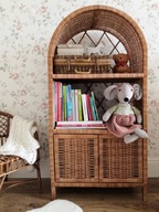 Szafka z wikliny z półkami i drzwiczkami, Mebel ręcznie robiony etażerka