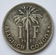 Kongo Belgijskie 1 frank 1925 - król Albert