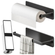 UCHWYT CZARNY WIESZAK NA RĘCZNIK PAPIEROWY LOFT METALOWY BEZ WIERCENIA