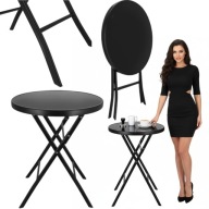 STÓŁ OGRODOWY PLASTIKOWY OKRĄGŁY SKŁADANY MAŁY STOLIK KAWOWY CZARNY