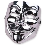 Maska Anonymous SREBRNA Karnawał Haker Przebranie na Halloween
