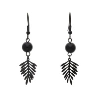 56062 Kolczyki czarna stal chirurgiczna listki kulki