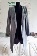 KARDIGAN SWETER NARZUTKA SZARY MAXI MIDI DŁUGI na zimowe dni prezent na